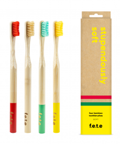 multipack di 4 spazzolini in bambù per la famiglia